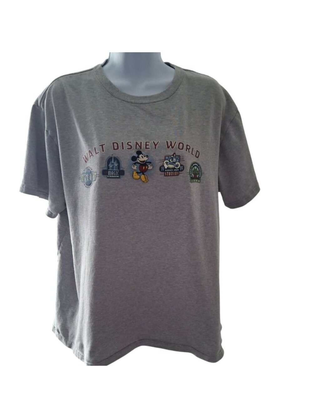 Disney World Mickey Mouse Parks Graphic Tee Gray L Vintage Y2K Tourist Shirt